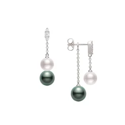 White Gold Pearl Earrings, Morning Dew Earrings - Mikimoto