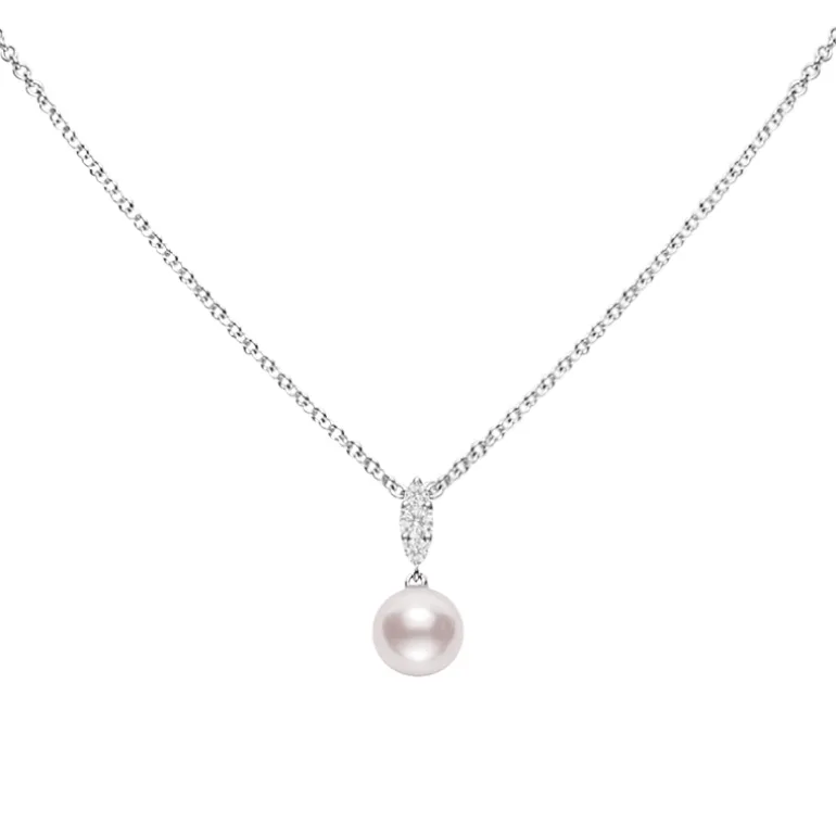 White Gold Pearl Pendant, Morning Dew - Mikimoto