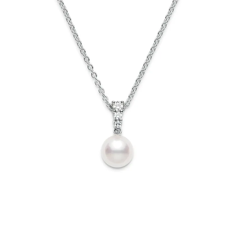 White Gold Pearl Pendant, Morning Dew - Mikimoto