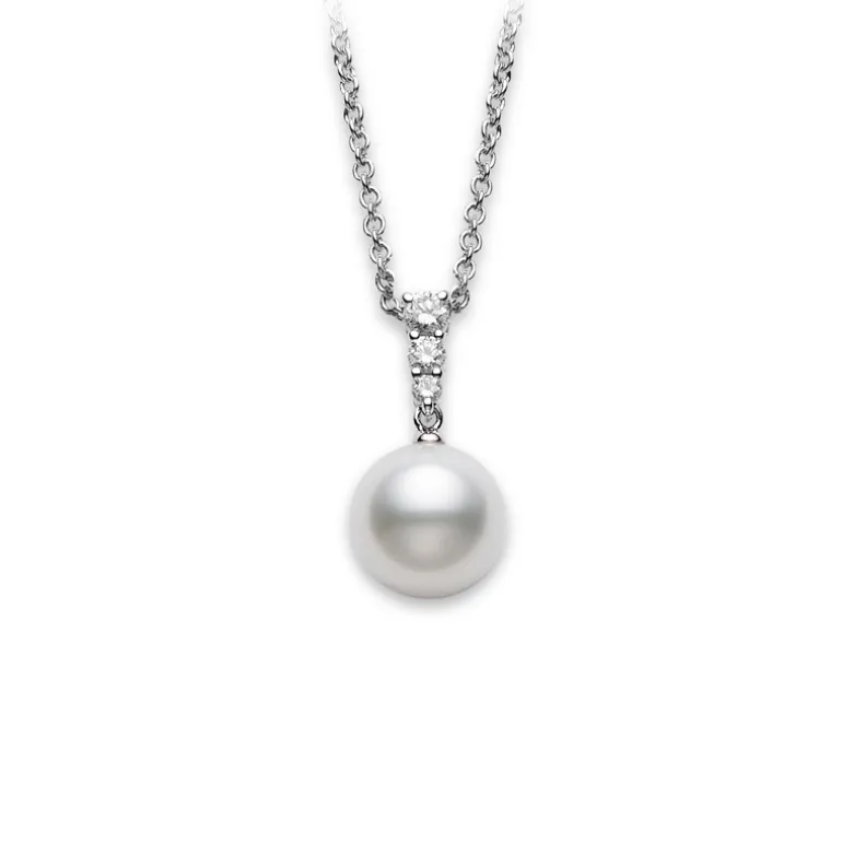 White Gold White South Sea Pearl Pendant, Morning Dew - Mikimoto