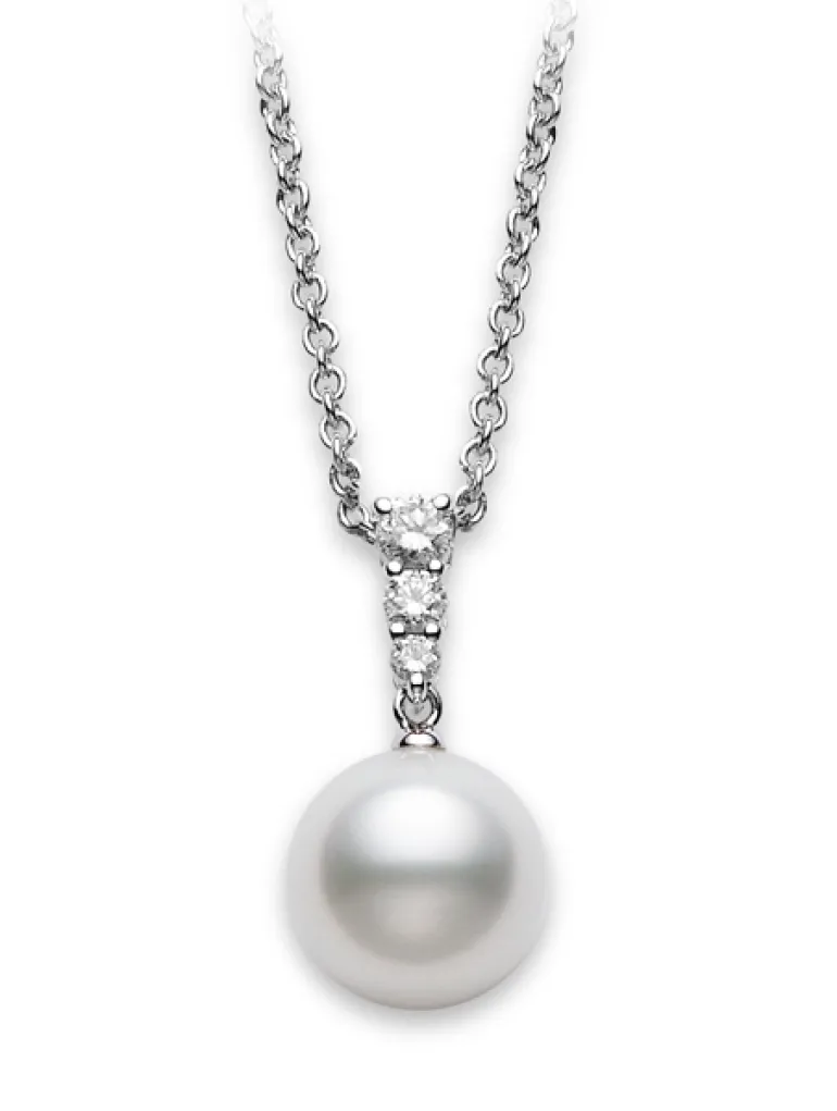 White Gold White South Sea Pearl Pendant, Morning Dew - Mikimoto