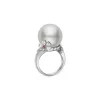 White South Sea Cultured Pearl and Diamond Ring Floral in 18K White Gold