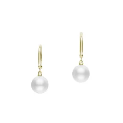 White South Sea Cultured Pearl Drop Earrings in 18K Yellow Gold