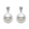 White South Sea Cultured Pearl and Diamond Earrings in Platinum