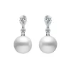 White South Sea Cultured Pearl and Diamond Earrings in Platinum