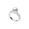 White South Sea Cultured Pearl and Diamond Ring in White Gold