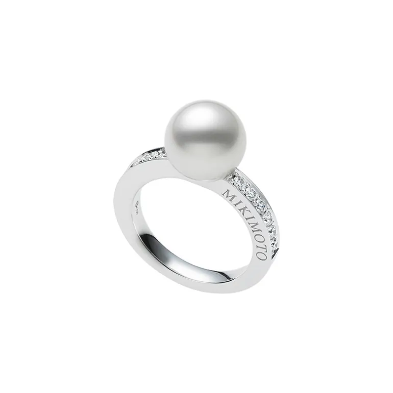 White South Sea Cultured Pearl and Diamond Ring in White Gold