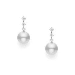 White South Sea Cultured Pearl and Diamond Earrings
