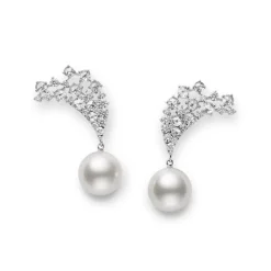 White South Sea Cultured Pearl and Diamond Earrings