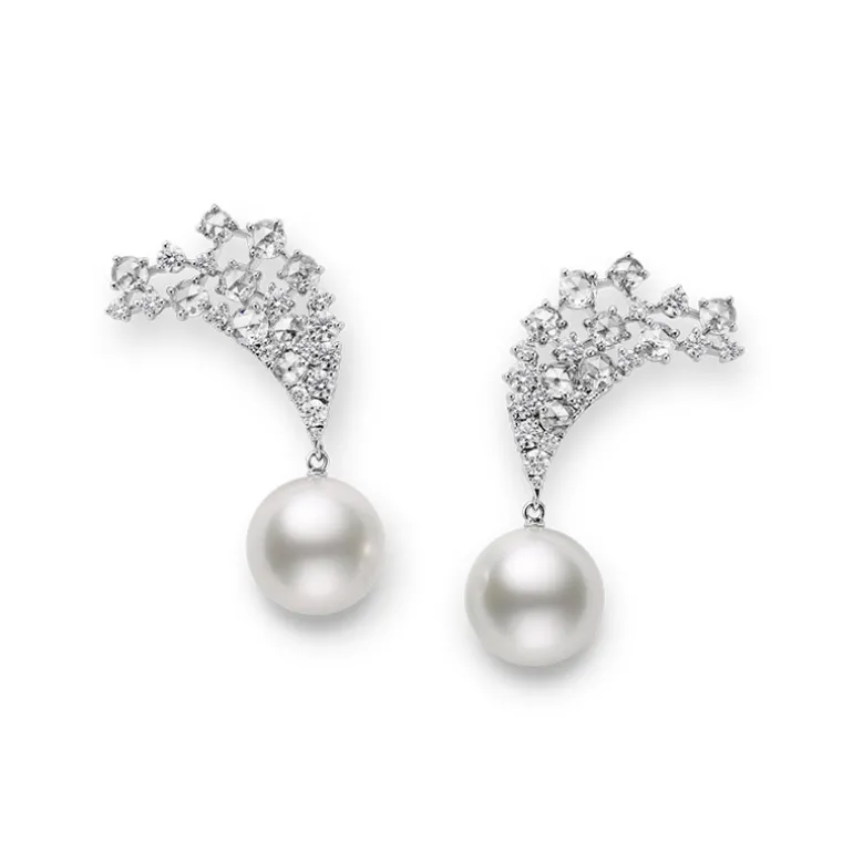 White South Sea Cultured Pearl and Diamond Earrings