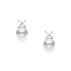 White South Sea Cultured Pearl and Diamond Earrings