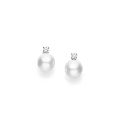 White South Sea Cultured Pearl Earring with Diamond
