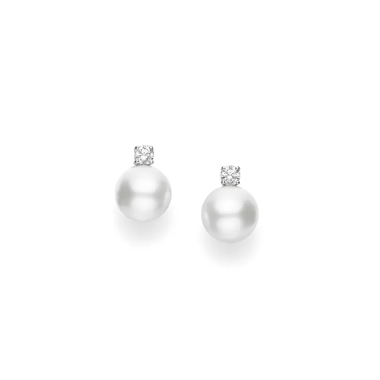 White South Sea Cultured Pearl Earring with Diamond