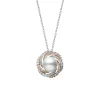 White South Sea Cultured Pearl and Diamond Circle Pendant in 18K Pink and White Gold
