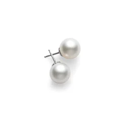 White South Sea Cultured Pearl Stud Earrings in 18K White Gold