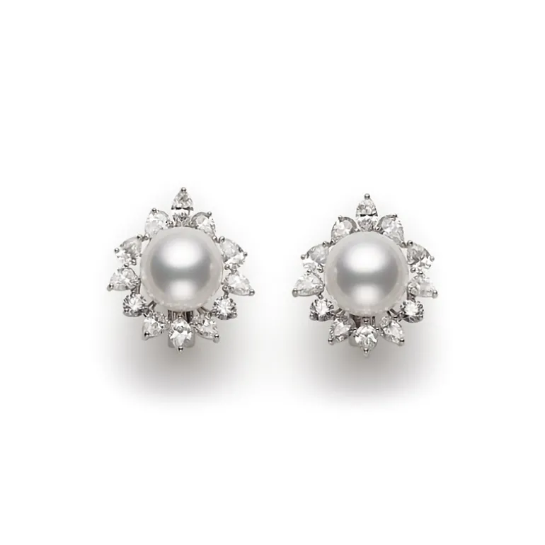 White South Sea Pearl and Diamond Earrings