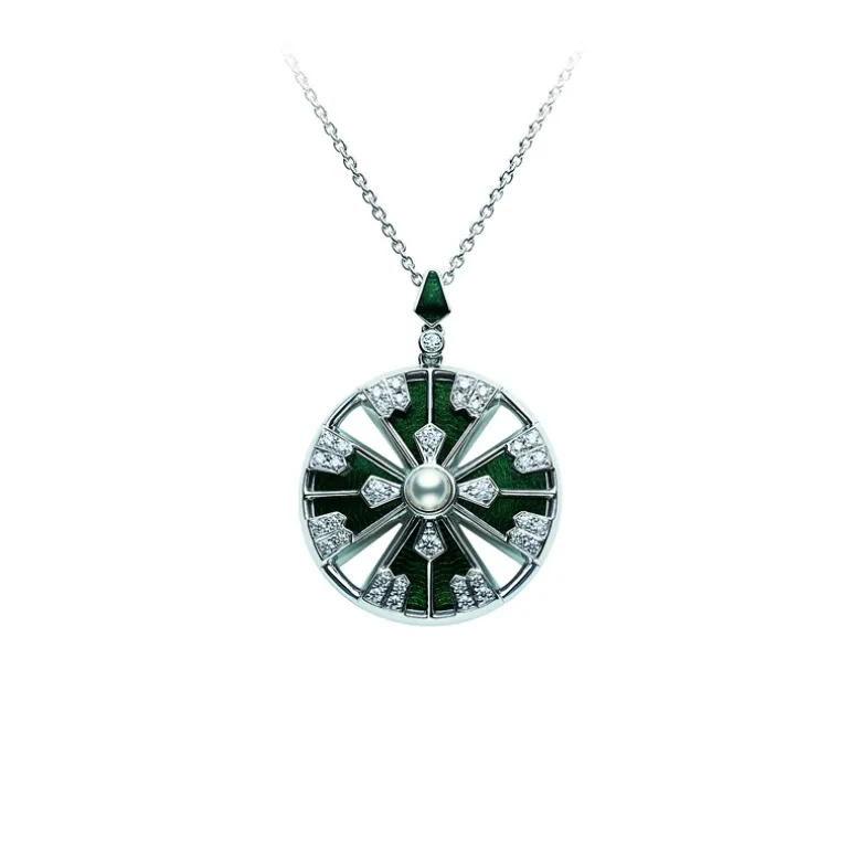 Yaguruma Pendant with Black Enamel